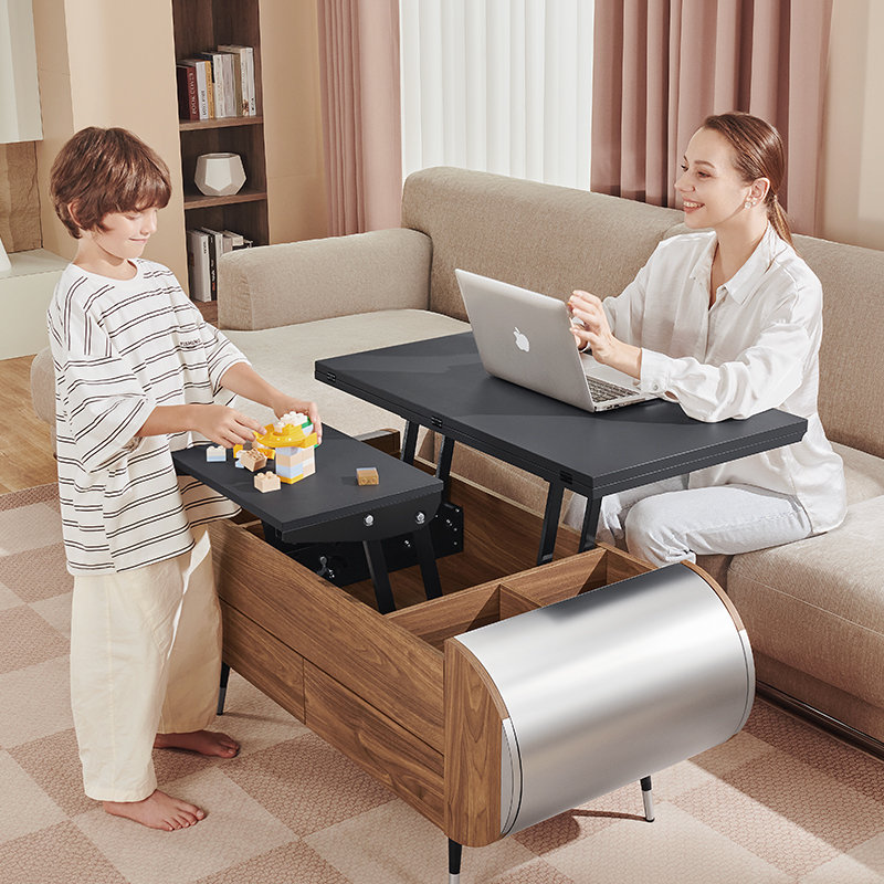 Ivy Bronx Curved Lift-Top Coffee Table with Storage & Reviews | Wayfair